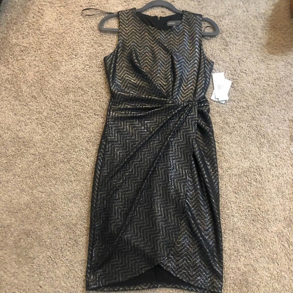 Donna Ricco Black and Silver Shimmer Cocktail Dress Size 6 - Picture 4 of 9